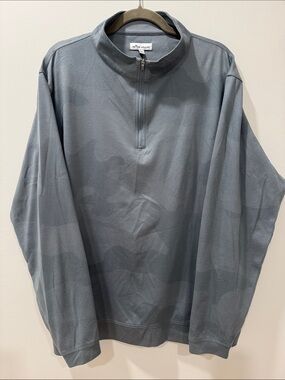 Peter Millar Men's Gray Camo Quarter-Zip Pullover